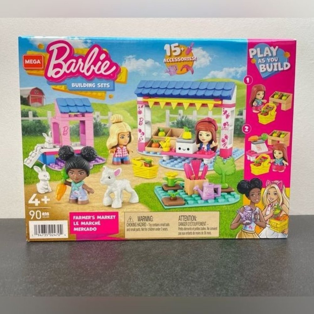 MEGA - Barbie Building Set - FARMER'S MARKET ~90 Pieces 4+ (8830)